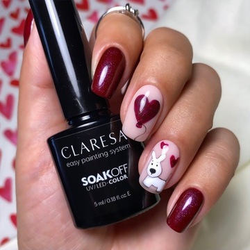 Гибридный лак для ногтей Claresa GALAXY RED с частицами