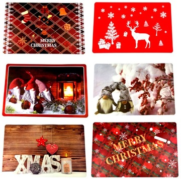 MATA NA STÓŁ PODKŁADKI POD TALERZE ŚWIĄTECZNE 6szt