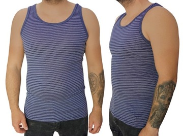 Podkoszulka męska na ramiączka w paski bawełna 3XL
