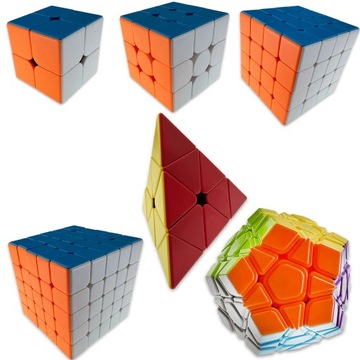Zestaw Kostek 2x2 + 3x3 + 4x4 + 5x5 + Piramida + Megaminx SZYBKIE KOSTKI