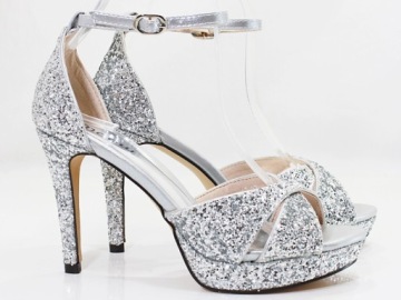 СЕРЕБРЯНЫЕ БОСОНОЖКИ НА ШПИЛЬКЕ С БЛЕСТЯЩЕЙ ПЛАТФОРМОЙ AG 39