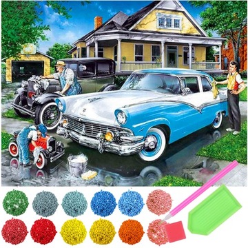 HAFT DIAMENTOWY 5D DIAMOND PAINTING 40x30 AUTA