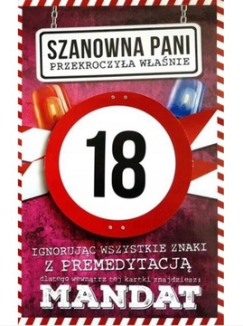 KARTKA URODZINY Z MANDATEM prezent na OSIEMNASTKĘ