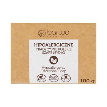 BARWA HIPO MYDŁO W KOSTCE 100G SZARE NATURALNE