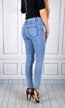 Spodnie Jeansy Wysoki Stan Jeansowe Push-Up Skinny