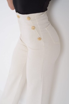 Szerokie damskie spodnie modelujące jeansowe szwedy wysoki stan M