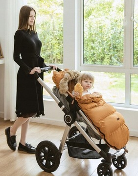 Śpiworek do Wózka Pomarańczowy Regulowany Futerko Teddy 4w1 Carmel