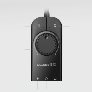 UGREEN USB ЗВУКОВАЯ КАРТА НАУШНИКИ МИКРОФОН 15 СМ