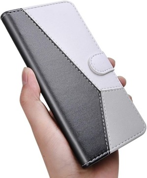 Etui z klapką do Xiaomi Redmi Note 11 4G Trójkolorowe czarno-biało-szare