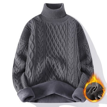 sweter zimowy męski z golfem z polaru męski dzi