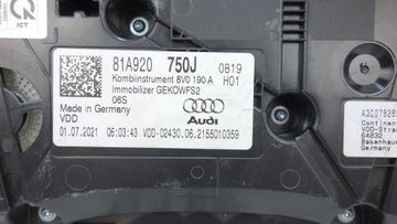 AUDI Q2 81A 2016- PŘÍSTROJOVÁ DESKA BUDÍKY 81A920750J
