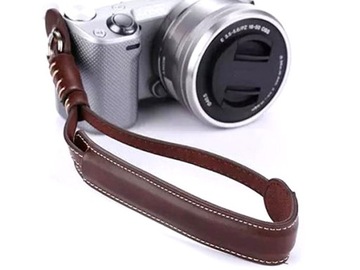 Smycz do aparatu fotograficznego skóra lanyard pasek ciemny brąz