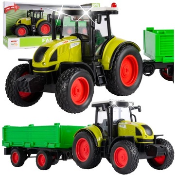 TRAKTOR ROLNICZY FARMERA Z PRZYCZEPĄ INTERAKTYWNY JEŹDZI ŚWIATŁO DŹWIĘK
