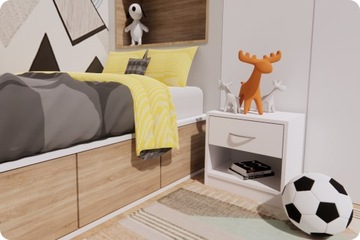 Тумбочка прикроватная, полка - ящик, белый, современный