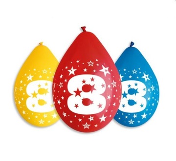 Balony na 8 Urodziny 5 szt 12 cali Pastel wiszące