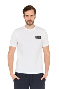 EA7 Biały męski t-shirt z naszywką z logo XL