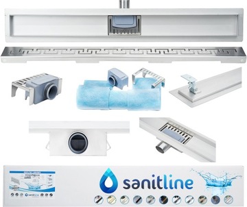 SANITLINE Odpływ liniowy 90cm Komplet + Wzory PL