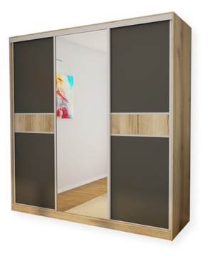 Szafa przesuwna z lustrem 240 cm PREMIUM szuflady