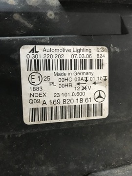 MERCEDES B TŘÍDA SVĚTLO SVĚTLOMET PRAVÝ A1698201861 W245
