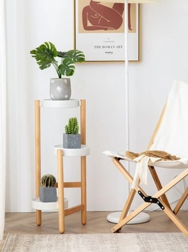 Подставка для цветов Растения Трехъярусная 3 полки 65,5 см БЕЛАЯ Бохо