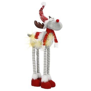 RENIFER ŚWIĄTECZNY TELESKOPOWY POD CHOINKĘ 85cm DEKORACJA ŚWIĄTECZNA + LED