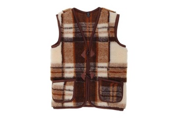 Ciepła kamizelka wełniana 100% merynos gruba serdak ocieplacz Woolmark XL