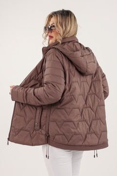 KURTKA PRZEJŚCIOWA DAMSKA PIKOWANA Z KAPTUREM DUŻE ROZMIARY REGULOWANE BOKI
