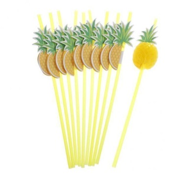 2X Disposable Pineapple Drinking Straws Tropical