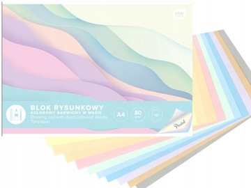 INTERDRUK Blok rysunkowy KOLOROWY A4 PASTEL 10 Kar