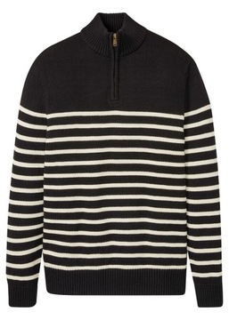 B.P.C sweter męski czarny w beżowe paski z półgolfem ^52/54, L