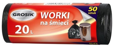 Worki na śmieci 20l 50szt. czarne Grosik