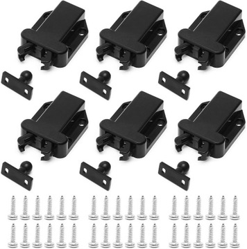 6 Pcs Black Push To Open Catch Lock, Touch Release Door Catches, Automatic