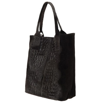 CZARNA TOREBKA WOREK KROKODYL SHOPPER TORBA A4