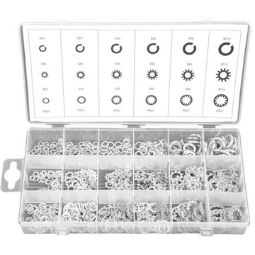 ШАЙБЫ ПРУЖИННЫЕ ПРЕДОХРАНИТЕЛЬНЫЕ М3-М10 НАБОР ШАЙБ 720 шт.