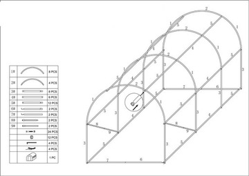 САДОВЫЙ ТУННЕЛЬ ИЗ ФОЛЬГИ 2,5x4 (10м2) каркас теплицы 25мм пленка Namaxa