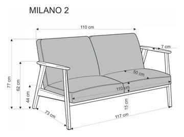 Sofa dwuosobowa jak z PRL MILANO 2S Halmar Niebieska z podłokietnikami