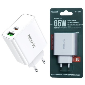 Ładowarka sieciowa szybka mocna Remax 65W GaN PD QC USB USB-C Type-C