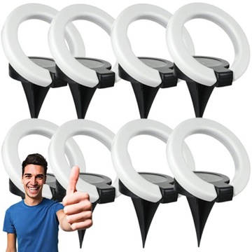 8x Bezprzewodowa Lampka Solarna LED Ogrodowa Tarasowa Wbijana Gruntowa