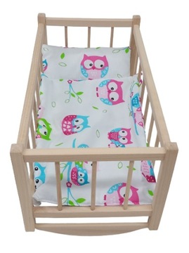 KOŁYSKA DLA LALEK DREWNIANA DLA LALKI +POŚCIEL 3EL