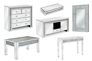 ЖУРНАЛЬНЫЙ СТОЛИК ГЛАМУР ЗЕРКАЛО С ХРУСТАЛОМ