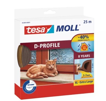 TESA 05389 USZCZELKA GUMOWA PROFIL D BRĄZOWA 25M