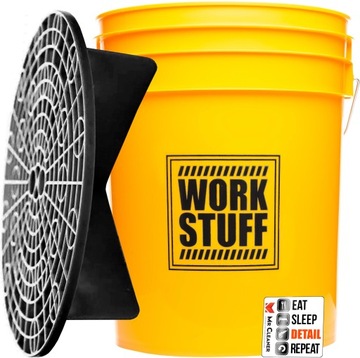 WORK STUFF Детейлинг Ведро Желтое - МОЙКА + черный разделитель ведра