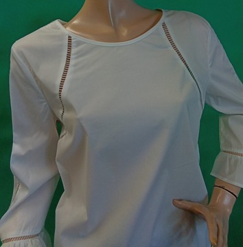 Bluzka biała wzór ażur falbanka Reserved roz. 42