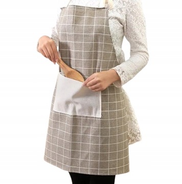 FARTUCH KUCHENNY OCHRONNY z kieszonką SZARY KRATKA 70X60