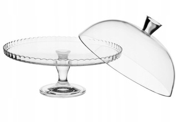 СТЕКЛЯННАЯ ТАРЕЛКА НА НОЖКЕ, абажур в комплекте, 32 см, ТОРТЫ, СЫР, ХЛЕБ, КРУГЛЫЙ