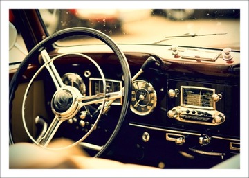 Ретро постер с автомобилями старых таймеров 100 х 70