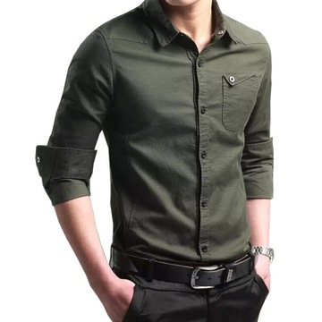 Military Cotton Shirts Men Solid Shirt Blouse