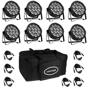 ZESTAW 8x REFLEKTOR ZEN PAR 27 RGBW 27x10 TORBA KABLE DMX