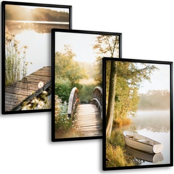 OBRAZY DO SALONU KUCHNI SYPIALNI 3 PLAKATY W RAMIE NA ŚCIANĘ WIDOKI 50 x 40