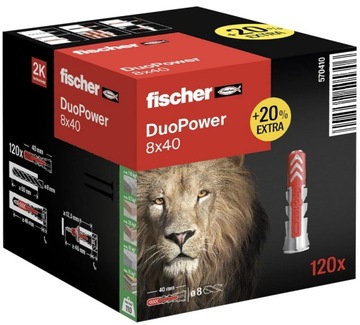 KOŁEK KOŁKI DUOPOWER FISCHER 8x40 100szt KOSZULKA +20%!!!